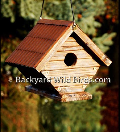 Wren Rustic Metal Roof Birdhouse 